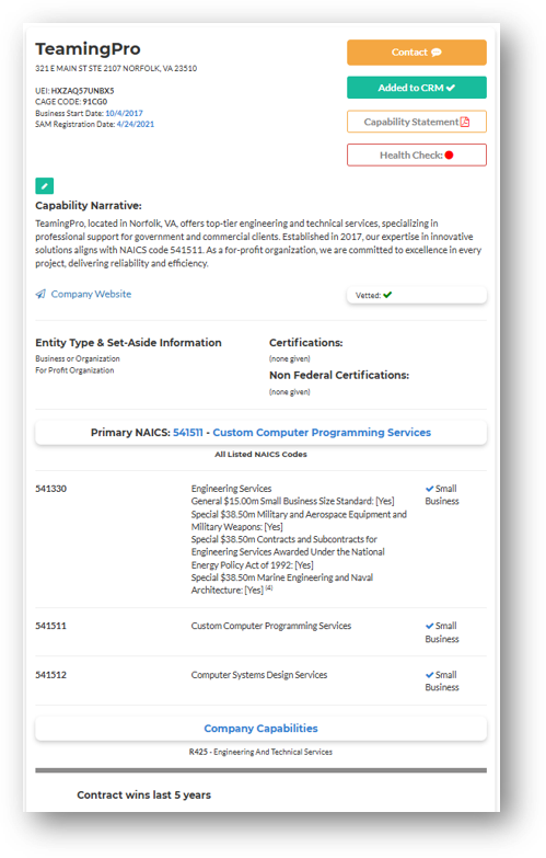 Optimized Company Profile View