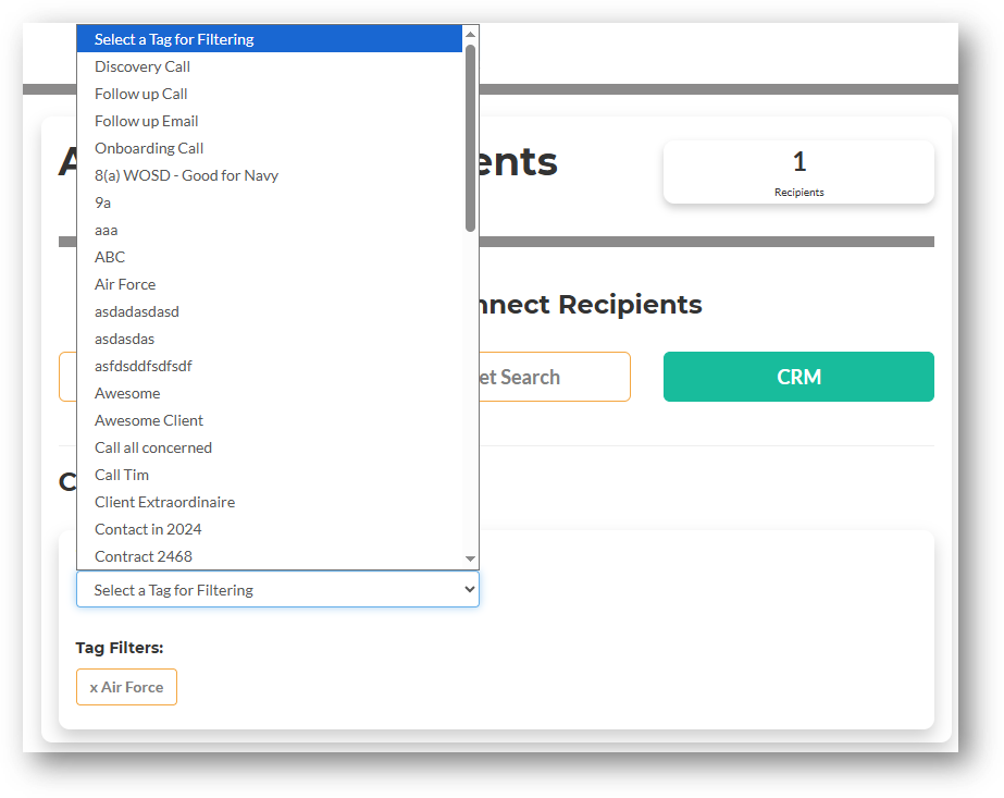 TeamingPro CRM Recipient Management